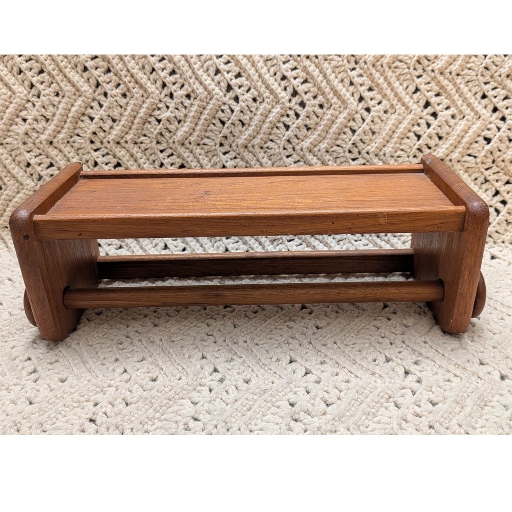 Vintage Goodwood Genuine Teak 14" Wall Shelf with Roll Holder Mid Century Modern